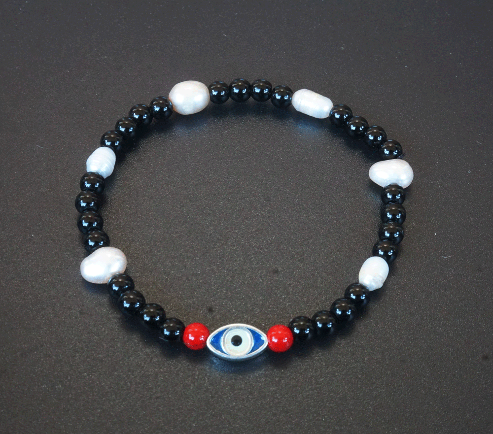 Set de pulseras de obsidiana, ágata, perlas y libélula de plata - Imagen 4